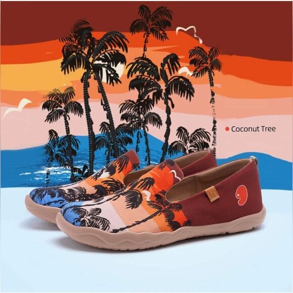 UIN Men\'s Walking Shoes Slip On Canvas Casual Comfort Loafers (Coconut Tree) main image 6